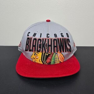 Chicago Blackhawks‎ Hat Cap Mens SnapBack Grey Red Big Logo Hockey NHL New Era